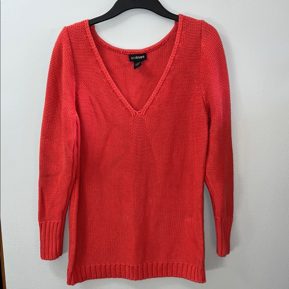 Lane Bryant Coral V-Neck Sweater Knit
